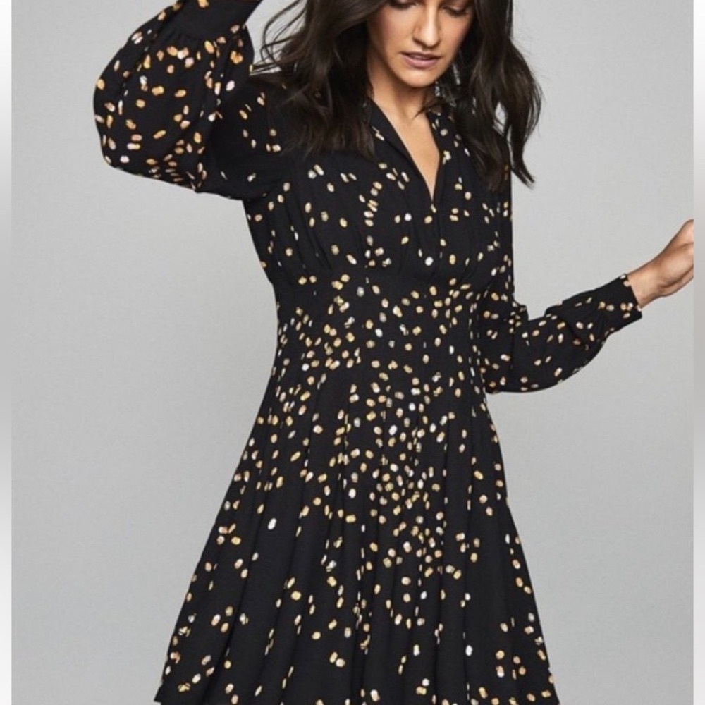 REISS Arabella Dot Printed Dress Size 6